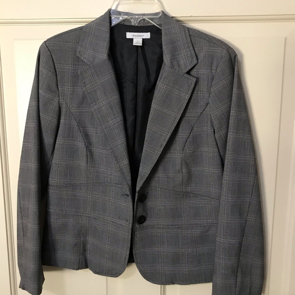 Striped blazer, 2 black buttons, fitted, SZ 6